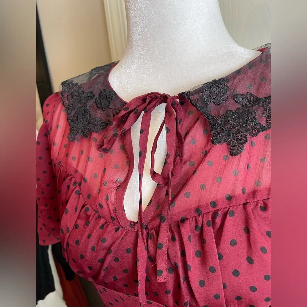 Hell Bunny Vixen retro polka dot Burgundy Dress small - Picture 8 of 12